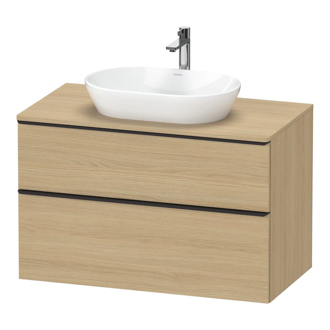 Duravit D-Neo – Έπιπλο Νιπτήρα – 1000 mm, για κονσόλα, 2 συρτάρια, νιπτήρας κέντρο, Diamond black Matt – Natural oak, Decor (DE49680BD300000)