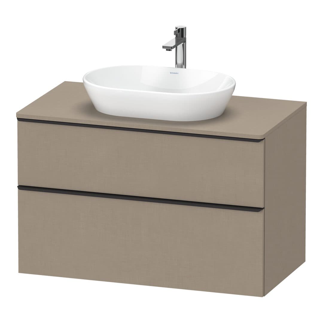 Duravit D-Neo – Έπιπλο Νιπτήρα – 1000 mm, για κονσόλα, 2 συρτάρια, νιπτήρας κέντρο, Diamond black Matt – Linen Matt, Decor (DE49680BD750000)