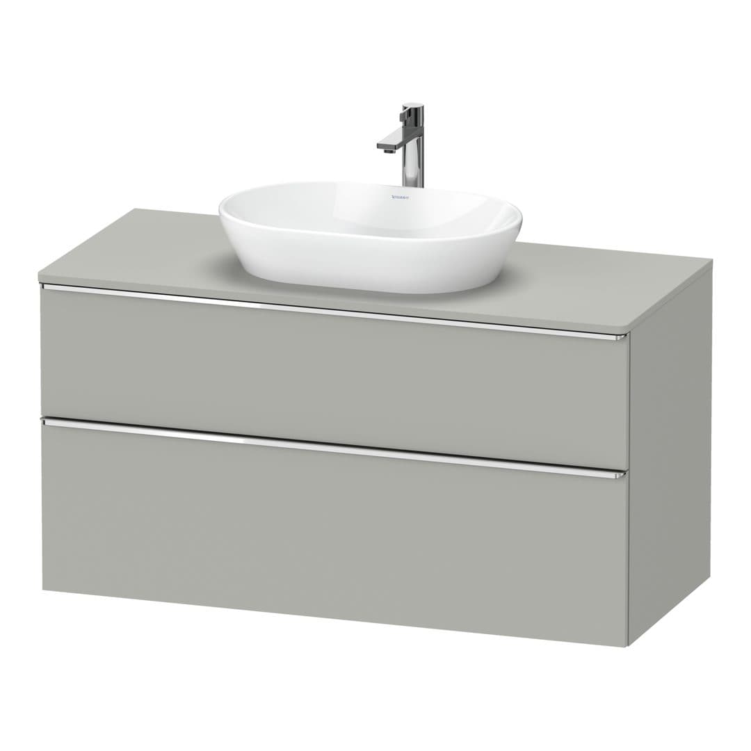 Duravit D-Neo – Έπιπλο Νιπτήρα – 1200 mm, για κονσόλα, 2 συρτάρια, νιπτήρας κέντρο, Chrome High Gloss – Concrete grey Matt, Decor (DE4969010070000)