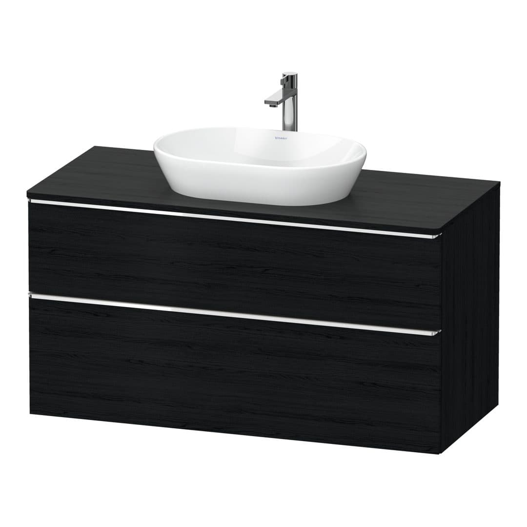 Duravit D-Neo – Έπιπλο Νιπτήρα – 1200 mm, για κονσόλα, 2 συρτάρια, νιπτήρας κέντρο, Chrome High Gloss – Black oak Matt, Decor (DE4969010160000)