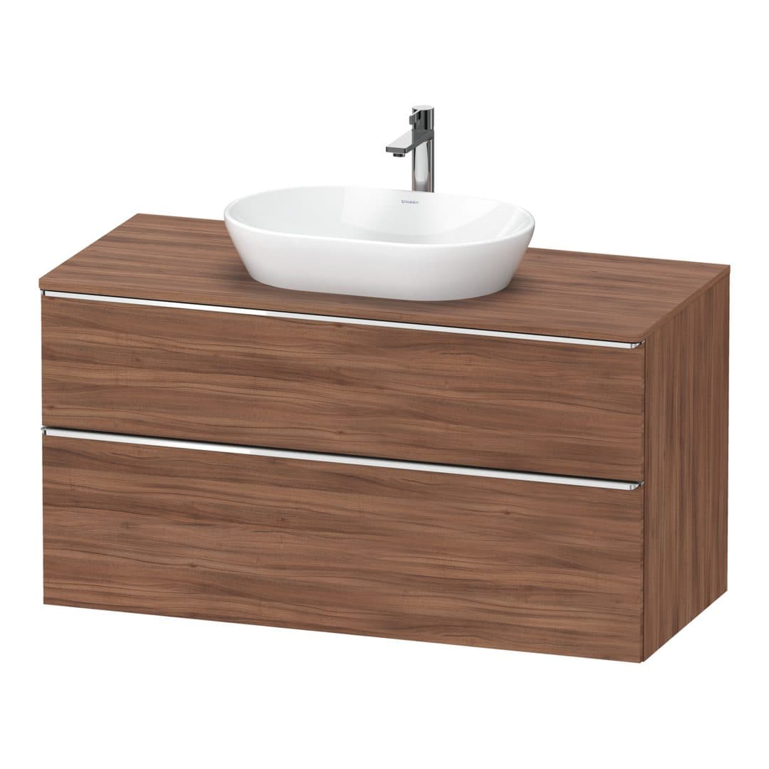 Duravit D-Neo – Έπιπλο Νιπτήρα – 1200 mm, για κονσόλα, 2 συρτάρια, νιπτήρας κέντρο, Chrome High Gloss – Walnut Matt, Decor (DE4969010790000)