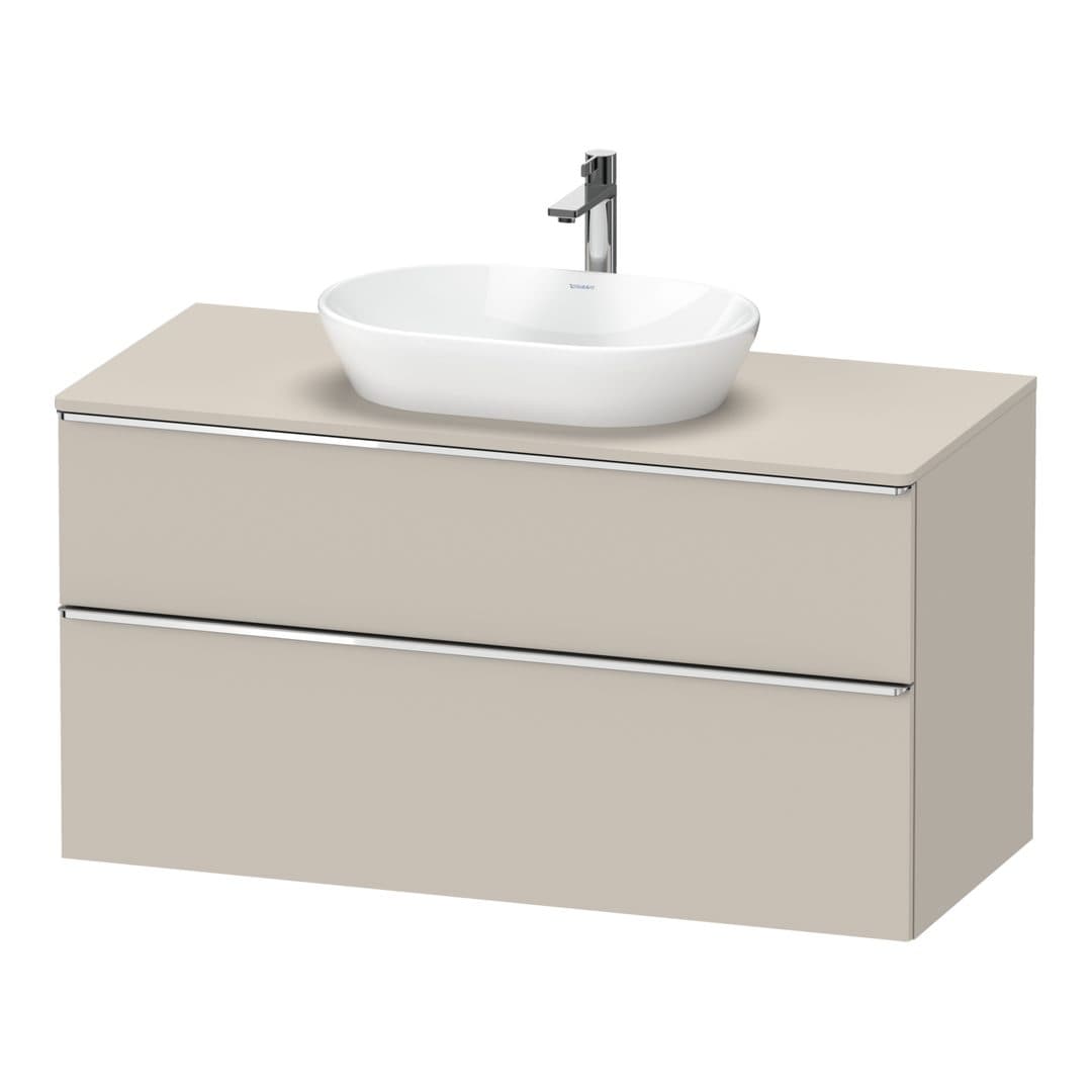 Duravit D-Neo – Έπιπλο Νιπτήρα – 1200 mm, για κονσόλα, 2 συρτάρια, νιπτήρας κέντρο, Chrome High Gloss – Taupe Matt, Decor (DE4969010910000)