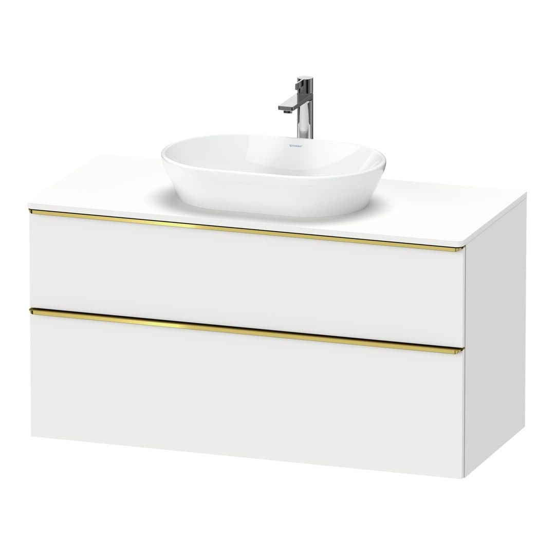 Duravit D-Neo – Έπιπλο Νιπτήρα – 1200 mm, για κονσόλα, 2 συρτάρια, νιπτήρας κέντρο, Gold Polished – White Matt, Decor (DE4969034180000)