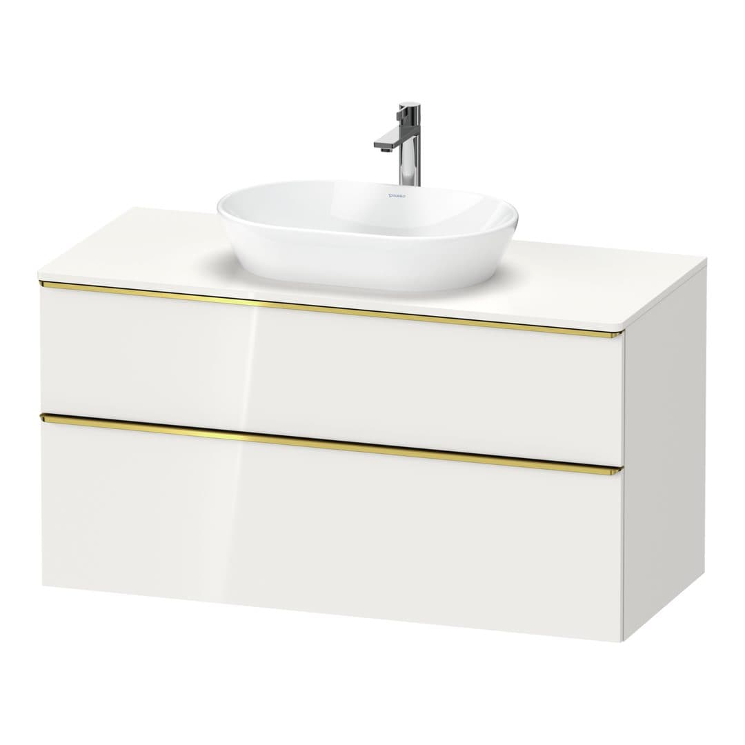 Duravit D-Neo – Έπιπλο Νιπτήρα – 1200 mm, για κονσόλα, 2 συρτάρια, νιπτήρας κέντρο, Gold Polished – White High Gloss, Decor (DE4969034220000)