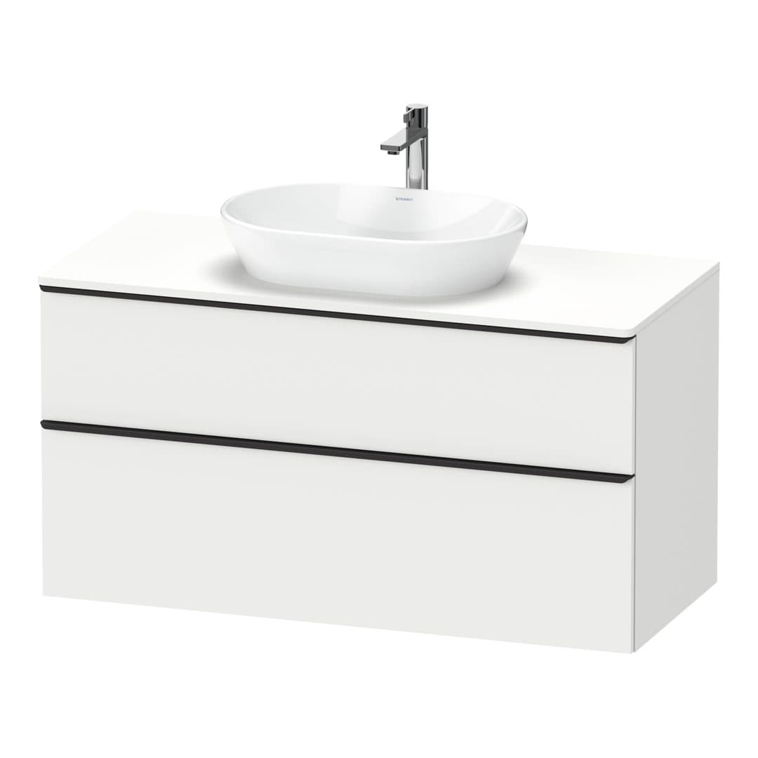 Duravit D-Neo – Έπιπλο Νιπτήρα – 1200 mm, για κονσόλα, 2 συρτάρια, νιπτήρας κέντρο, Diamond black Matt – White Matt, Decor (DE49690BD180000)