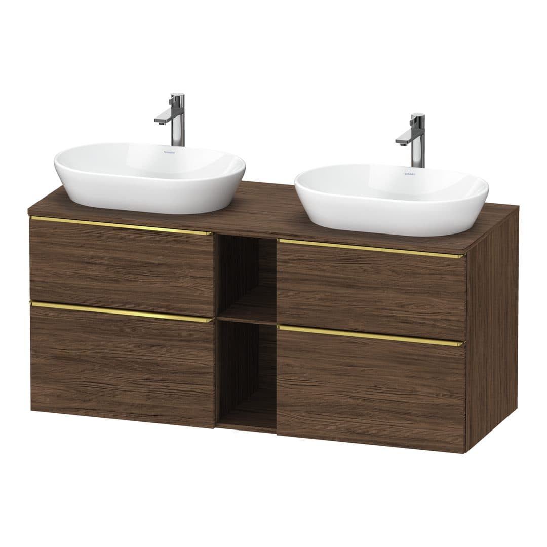 Duravit D-Neo – Έπιπλο Νιπτήρα – 1400 mm, για κονσόλα, 4 συρτάρια, Gold Polished – Walnut dark Matt, Decor (DE4970B34210000)