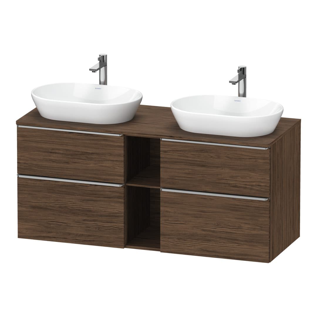 Duravit D-Neo – Έπιπλο Νιπτήρα – 1400 mm, για κονσόλα, 4 συρτάρια, Stainless steel Brushed – Walnut dark Matt, Decor (DE4970B70210000)
