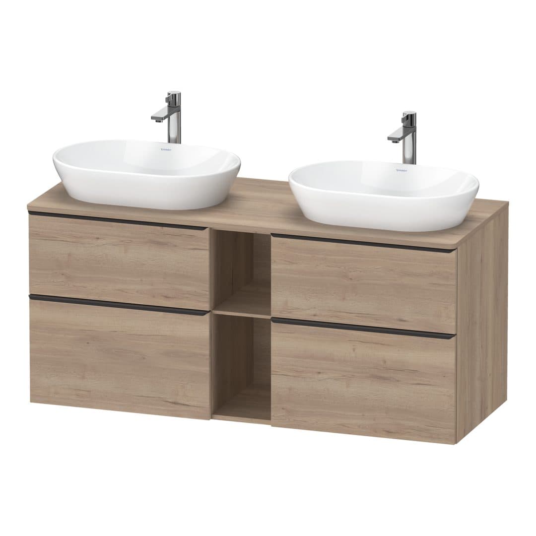 Duravit D-Neo – Έπιπλο Νιπτήρα – 1400 mm, για κονσόλα, 4 συρτάρια, Diamond black Matt – Marbled Oak Matt, Decor (DE4970BBD550000)