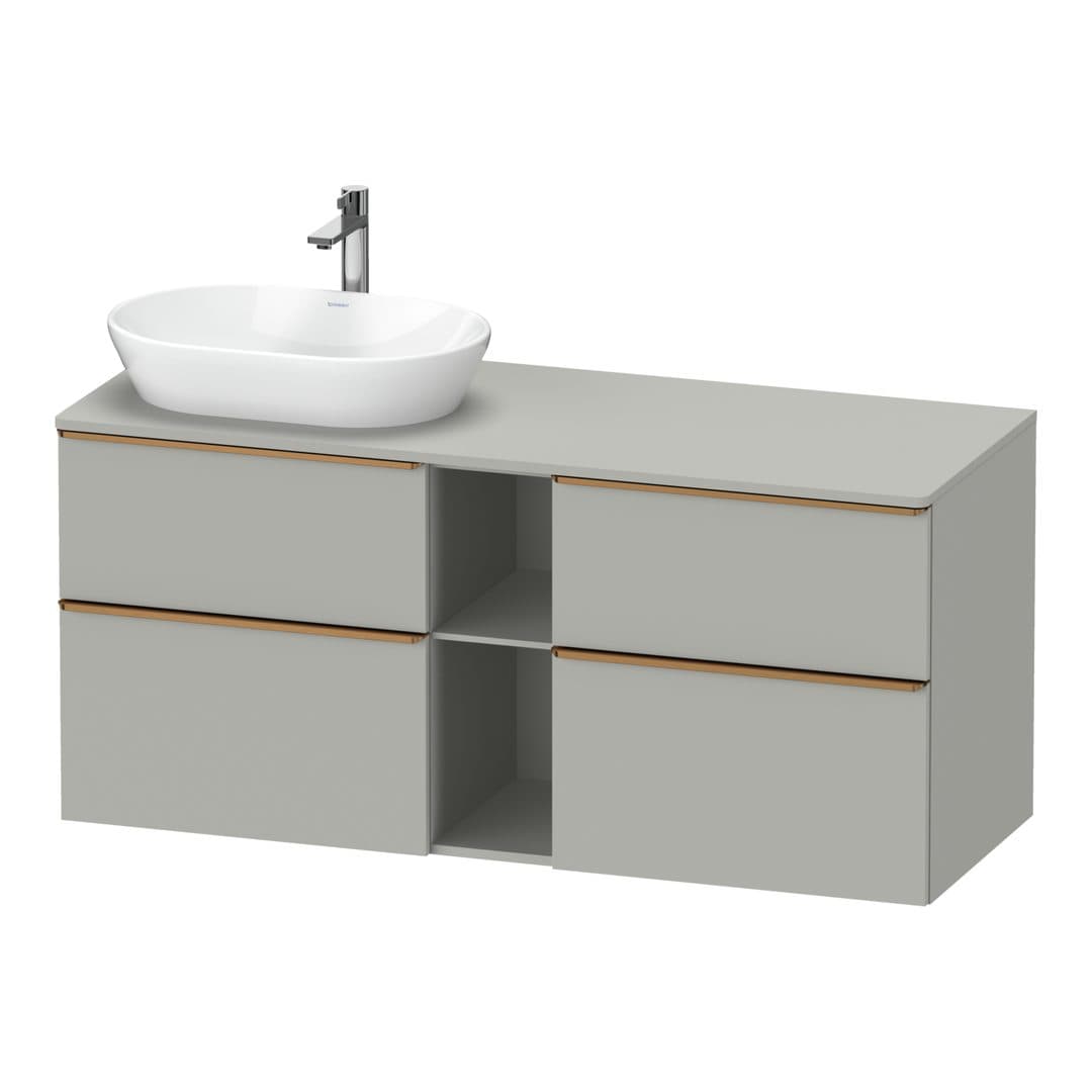 Duravit D-Neo – Έπιπλο Νιπτήρα – 1400 mm, για κονσόλα, 4 συρτάρια, νιπτήρας αριστερά, Bronze Brushed – Concrete grey Matt, Decor (DE4970L04070000)