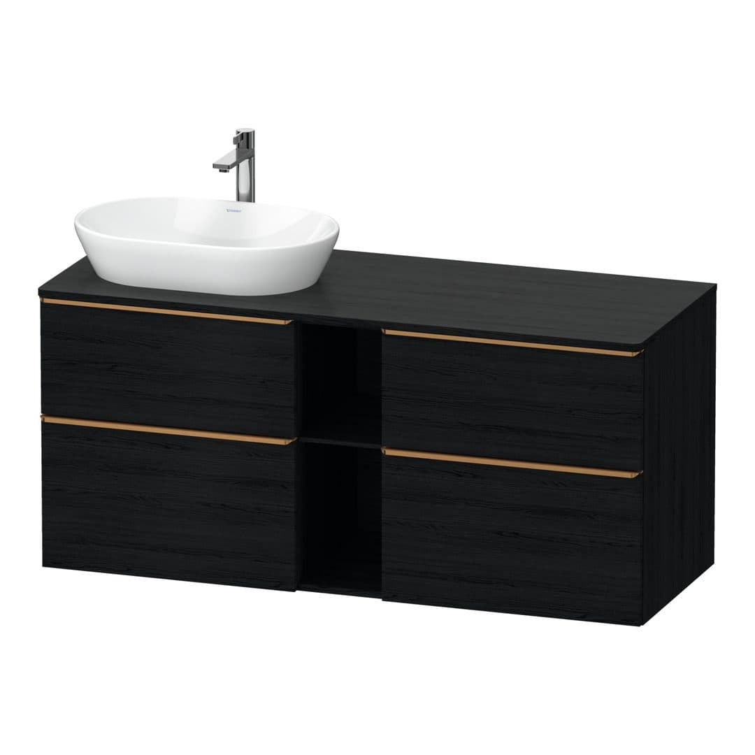 Duravit D-Neo – Έπιπλο Νιπτήρα – 1400 mm, για κονσόλα, 4 συρτάρια, νιπτήρας αριστερά, Bronze Brushed – Black oak Matt, Decor (DE4970L04160000)
