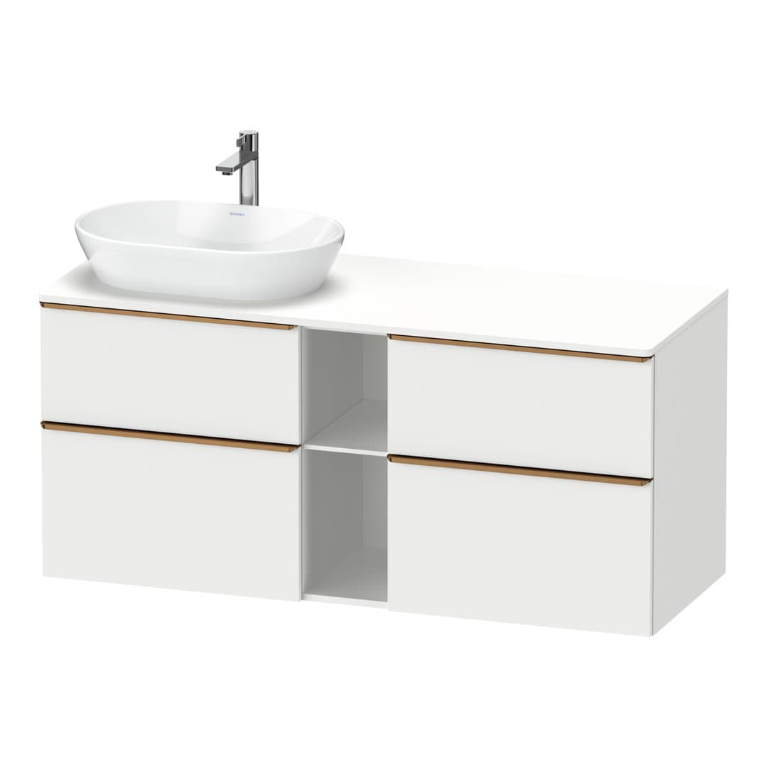 Duravit D-Neo – Έπιπλο Νιπτήρα – 1400 mm, για κονσόλα, 4 συρτάρια, νιπτήρας αριστερά, Bronze Brushed – White Matt, Decor (DE4970L04180000)