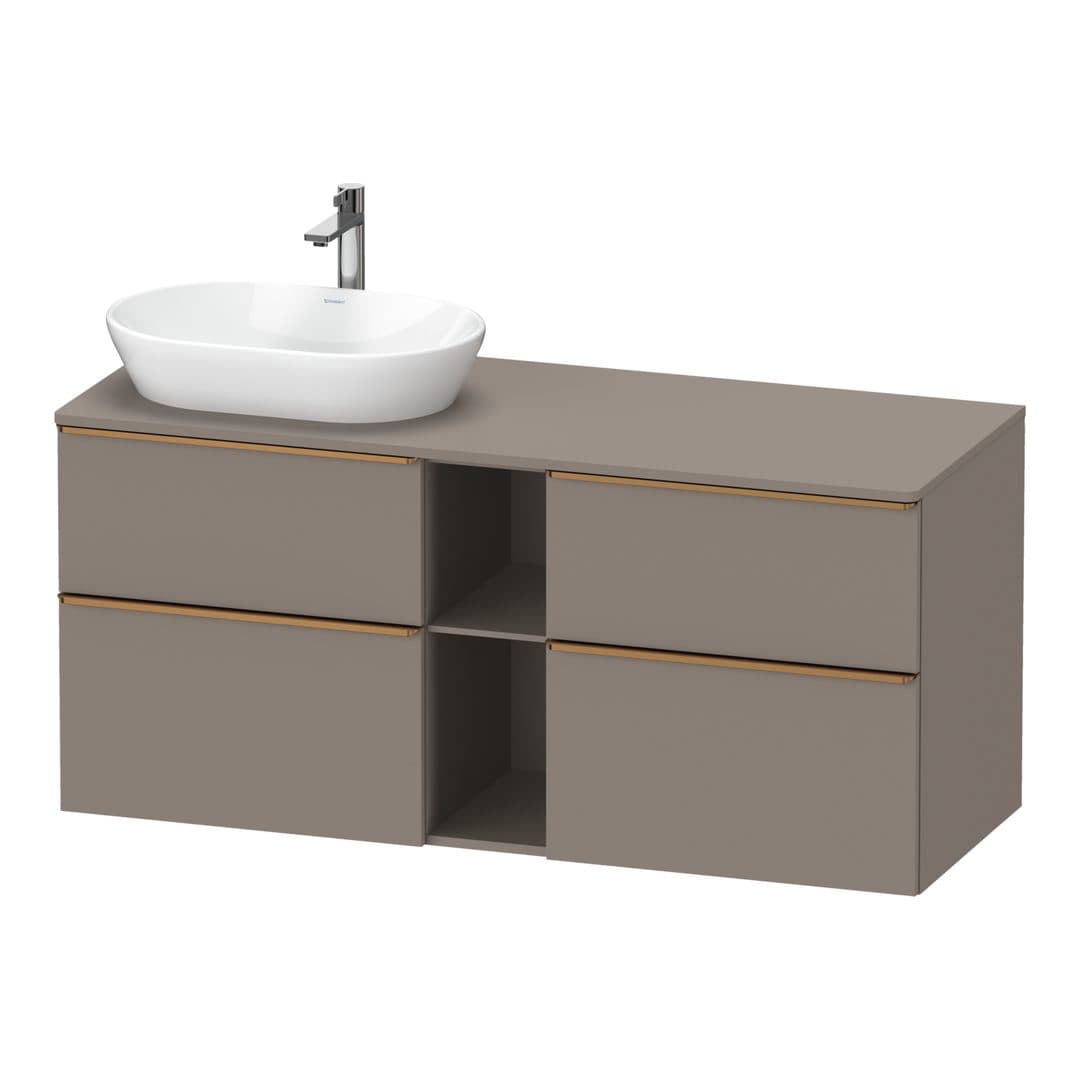Duravit D-Neo – Έπιπλο Νιπτήρα – 1400 mm, για κονσόλα, 4 συρτάρια, νιπτήρας αριστερά, Bronze Brushed – Basalte Matt, Decor (DE4970L04430000)