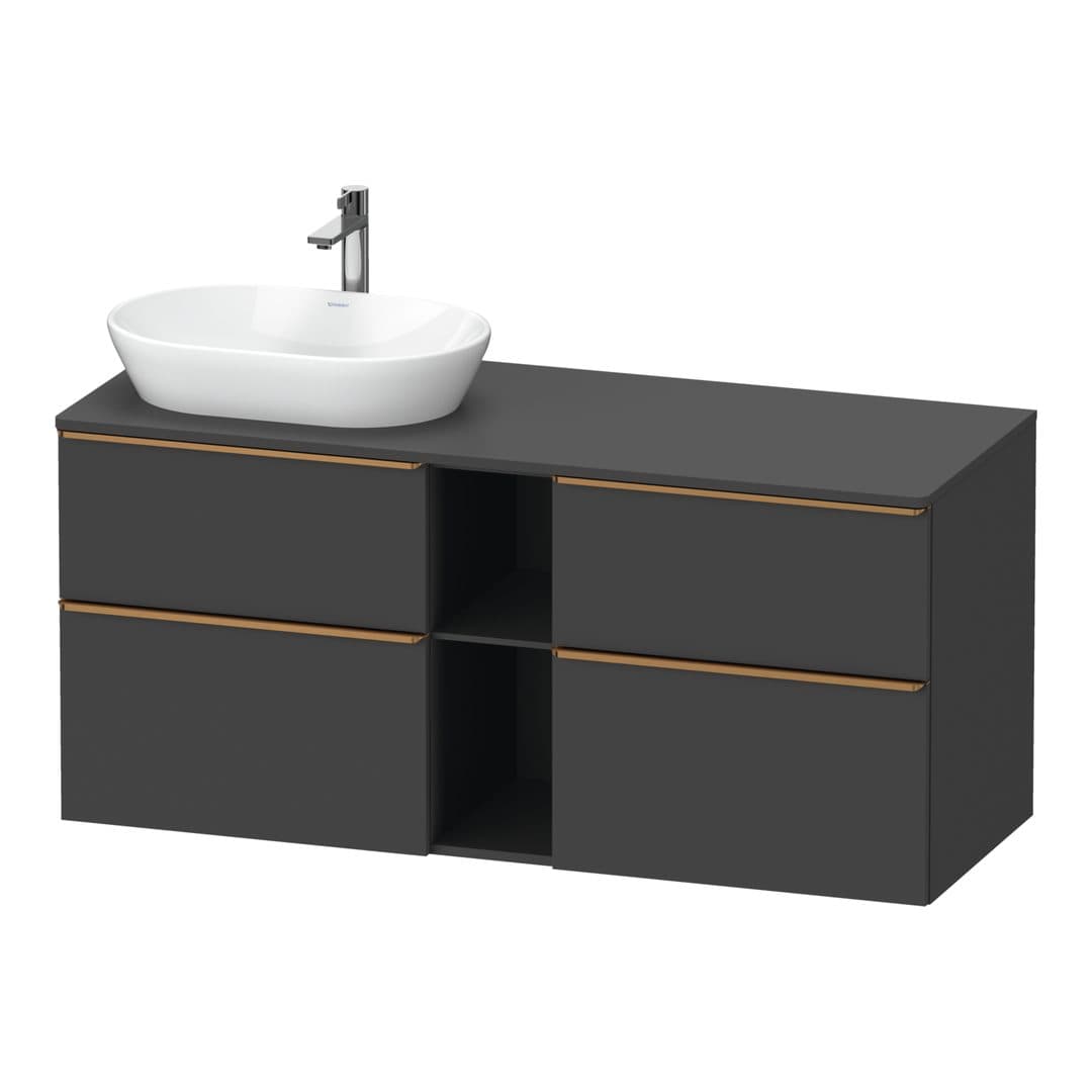 Duravit D-Neo – Έπιπλο Νιπτήρα – 1400 mm, για κονσόλα, 4 συρτάρια, νιπτήρας αριστερά, Bronze Brushed – Graphite Matt, Decor (DE4970L04490000)