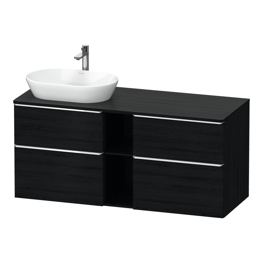 Duravit D-Neo – Έπιπλο Νιπτήρα – 1400 mm, για κονσόλα, 4 συρτάρια, νιπτήρας αριστερά, Chrome High Gloss – Black oak Matt, Decor (DE4970L10160000)