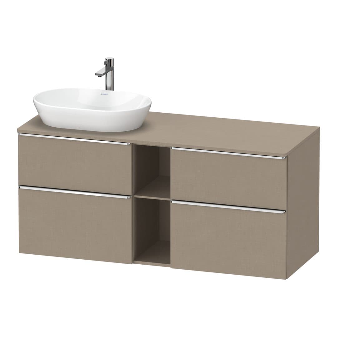 Duravit D-Neo – Έπιπλο Νιπτήρα – 1400 mm, για κονσόλα, 4 συρτάρια, νιπτήρας αριστερά, Chrome High Gloss – Linen Matt, Decor (DE4970L10750000)