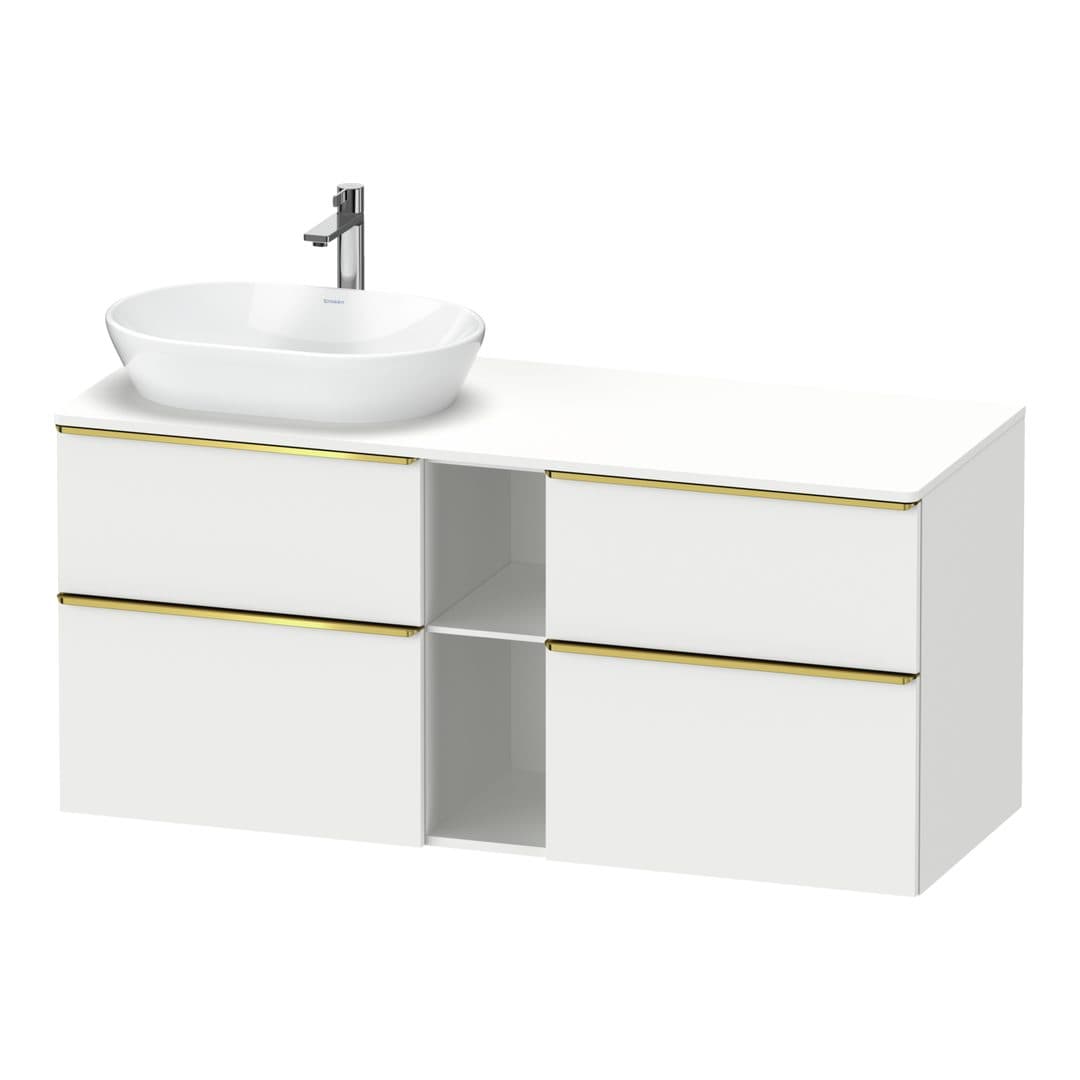 Duravit D-Neo – Έπιπλο Νιπτήρα – 1400 mm, για κονσόλα, 4 συρτάρια, νιπτήρας αριστερά, Gold Polished – White Matt, Decor (DE4970L34180000)