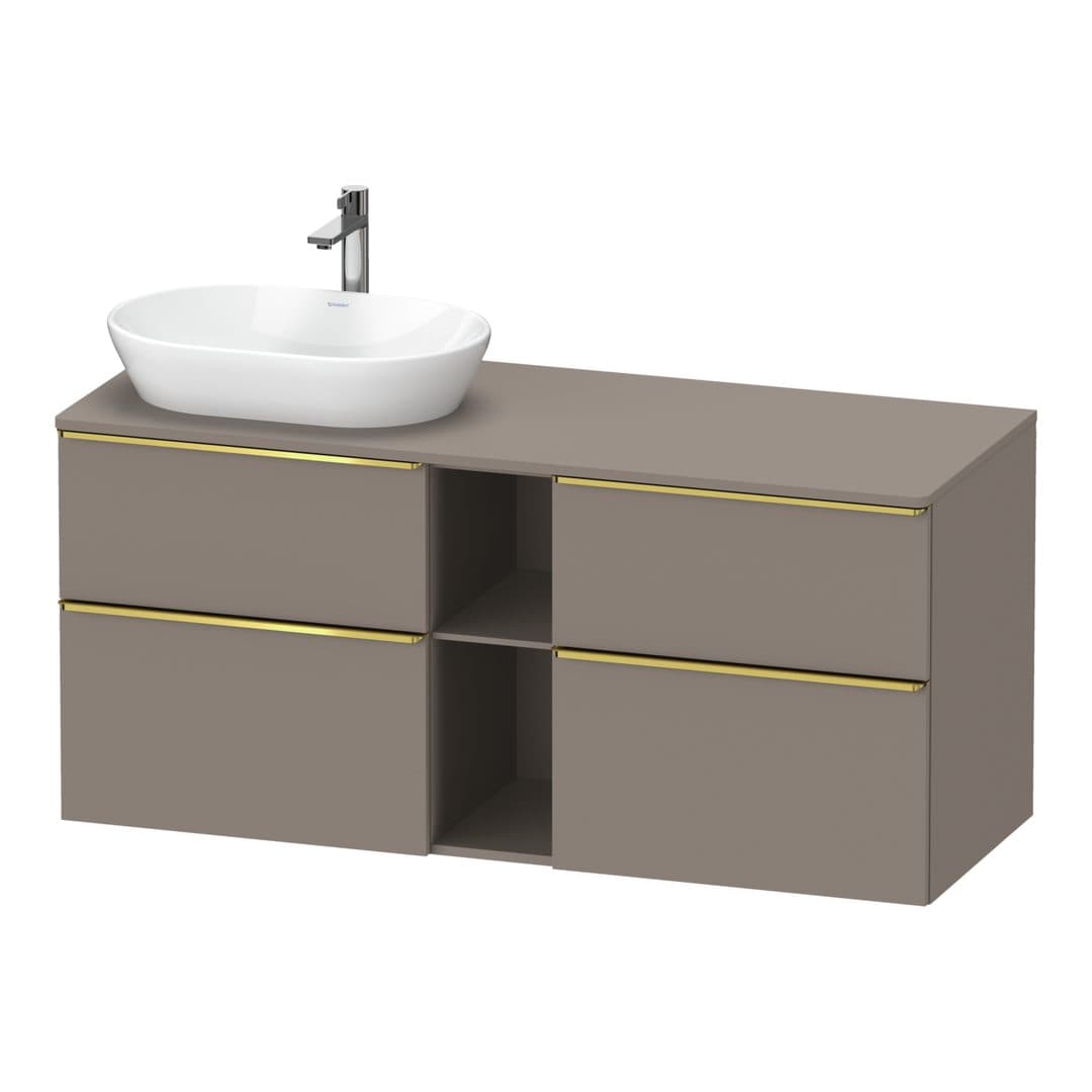 Duravit D-Neo – Έπιπλο Νιπτήρα – 1400 mm, για κονσόλα, 4 συρτάρια, νιπτήρας αριστερά, Gold Polished – Basalte Matt, Decor (DE4970L34430000)