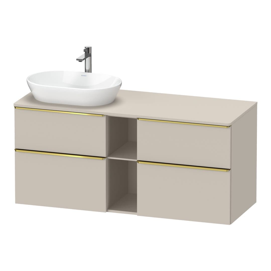 Duravit D-Neo – Έπιπλο Νιπτήρα – 1400 mm, για κονσόλα, 4 συρτάρια, νιπτήρας αριστερά, Gold Polished – Taupe Matt, Decor (DE4970L34910000)