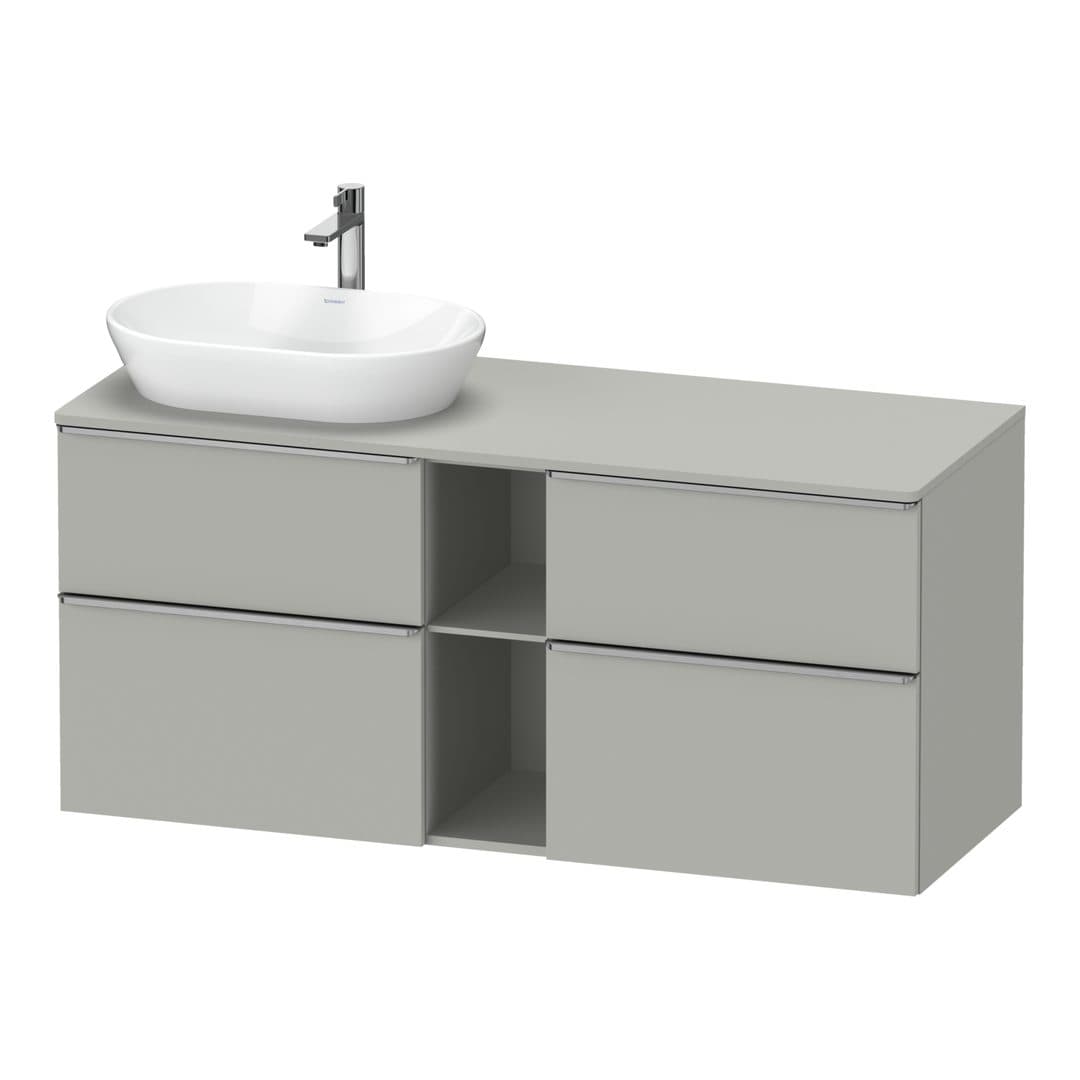 Duravit D-Neo – Έπιπλο Νιπτήρα – 1400 mm, για κονσόλα, 4 συρτάρια, νιπτήρας αριστερά, Stainless steel Brushed – Concrete grey Matt, Decor (DE4970L70070000)