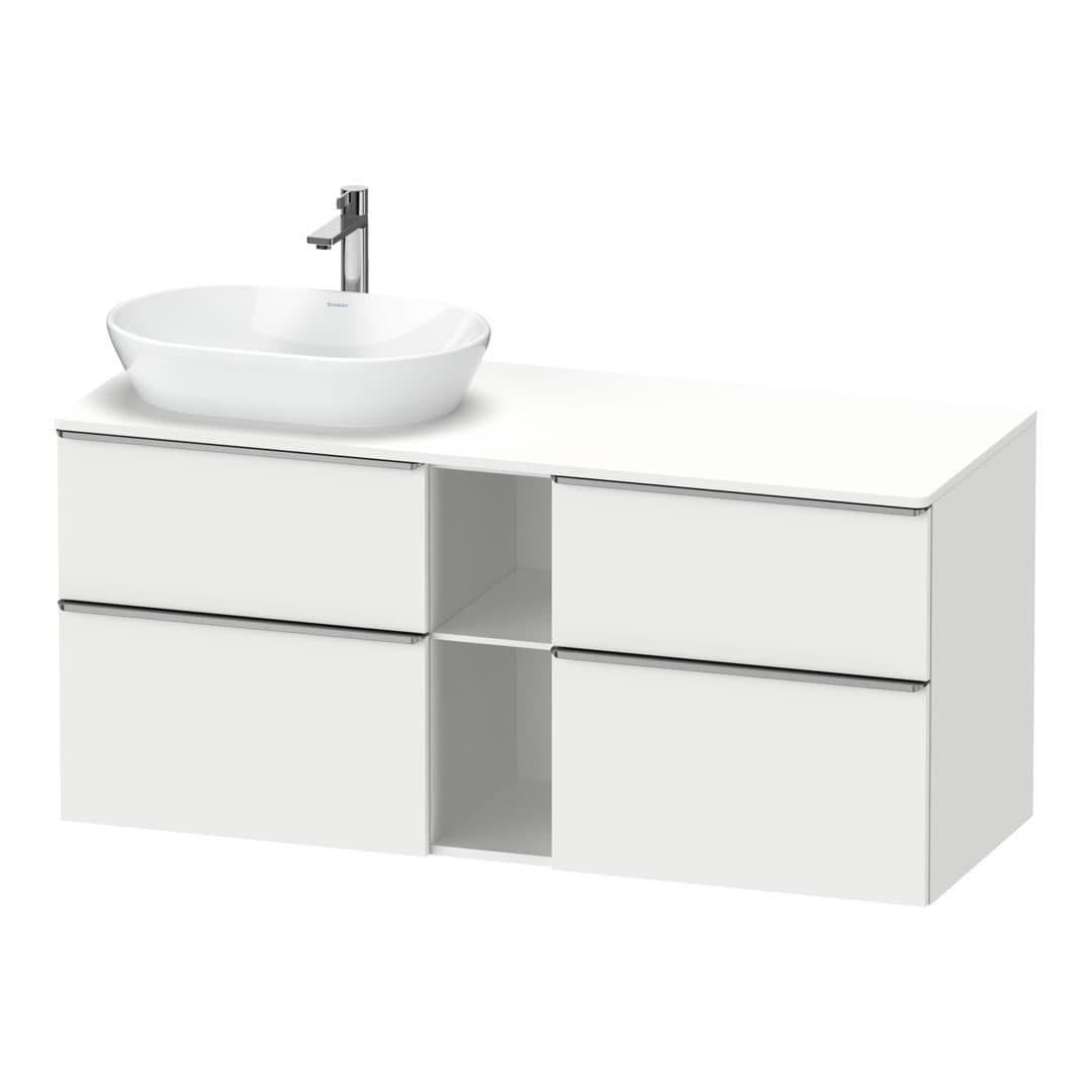Duravit D-Neo – Έπιπλο Νιπτήρα – 1400 mm, για κονσόλα, 4 συρτάρια, νιπτήρας αριστερά, Stainless steel Brushed – White Matt, Decor (DE4970L70180000)
