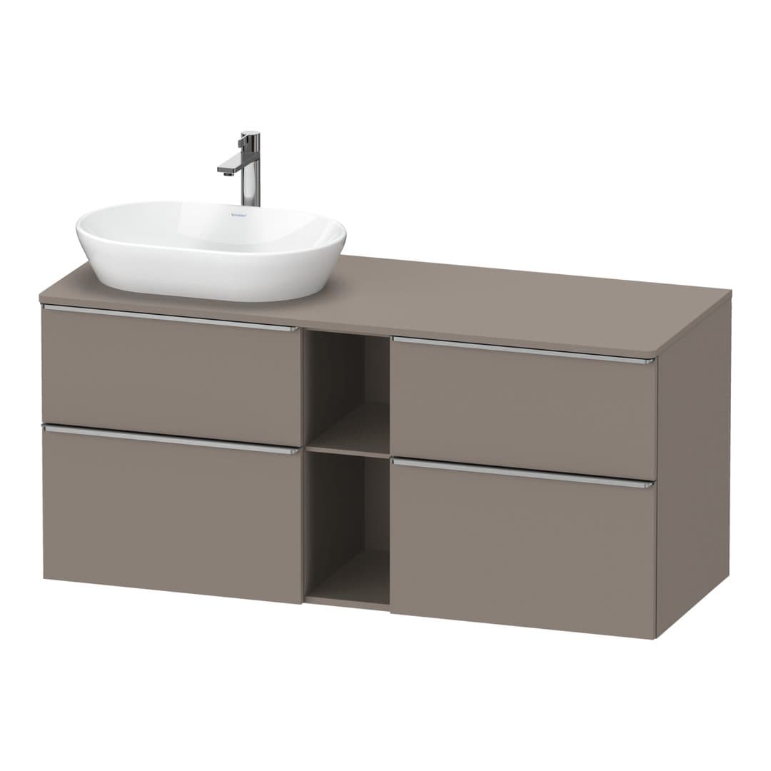 Duravit D-Neo – Έπιπλο Νιπτήρα – 1400 mm, για κονσόλα, 4 συρτάρια, νιπτήρας αριστερά, Stainless steel Brushed – Basalte Matt, Decor (DE4970L70430000)