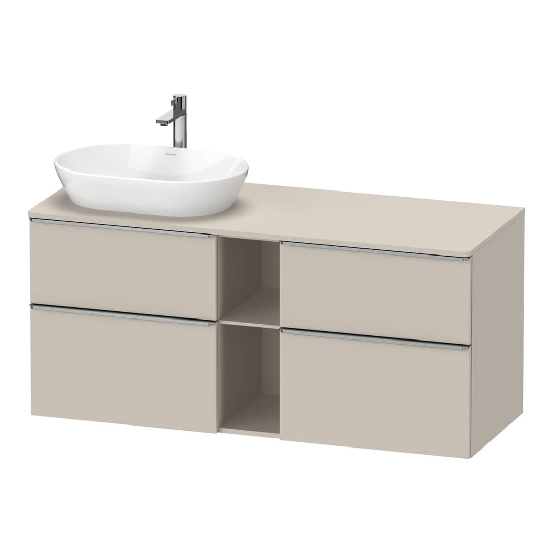 Duravit D-Neo – Έπιπλο Νιπτήρα – 1400 mm, για κονσόλα, 4 συρτάρια, νιπτήρας αριστερά, Stainless steel Brushed – Taupe Matt, Decor (DE4970L70910000)