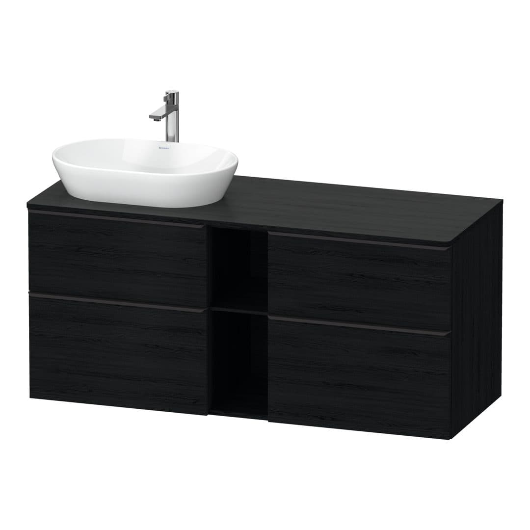 Duravit D-Neo – Έπιπλο Νιπτήρα – 1400 mm, για κονσόλα, 4 συρτάρια, νιπτήρας αριστερά, Diamond black Matt – Black oak Matt, Decor (DE4970LBD160000)