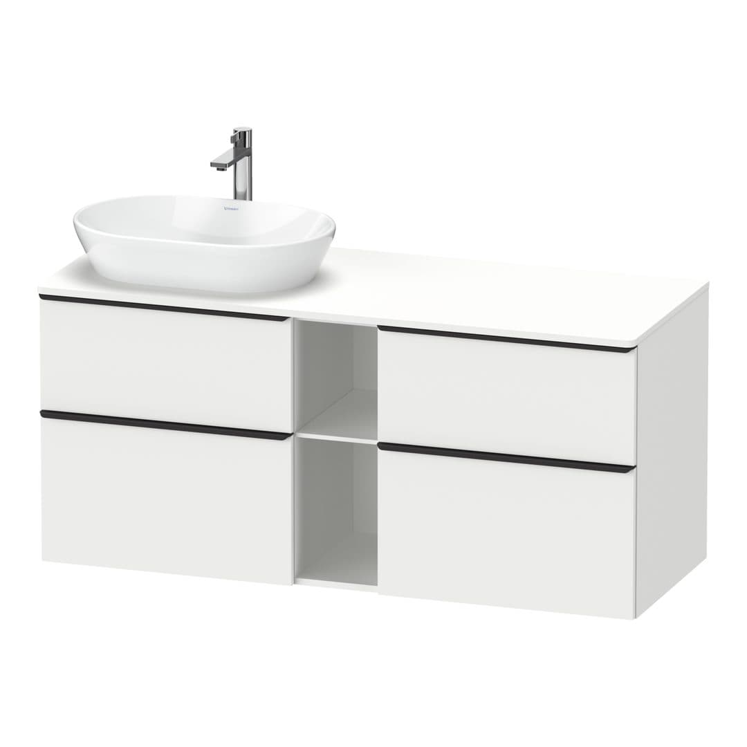 Duravit D-Neo – Έπιπλο Νιπτήρα – 1400 mm, για κονσόλα, 4 συρτάρια, νιπτήρας αριστερά, Diamond black Matt – White Matt, Decor (DE4970LBD180000)