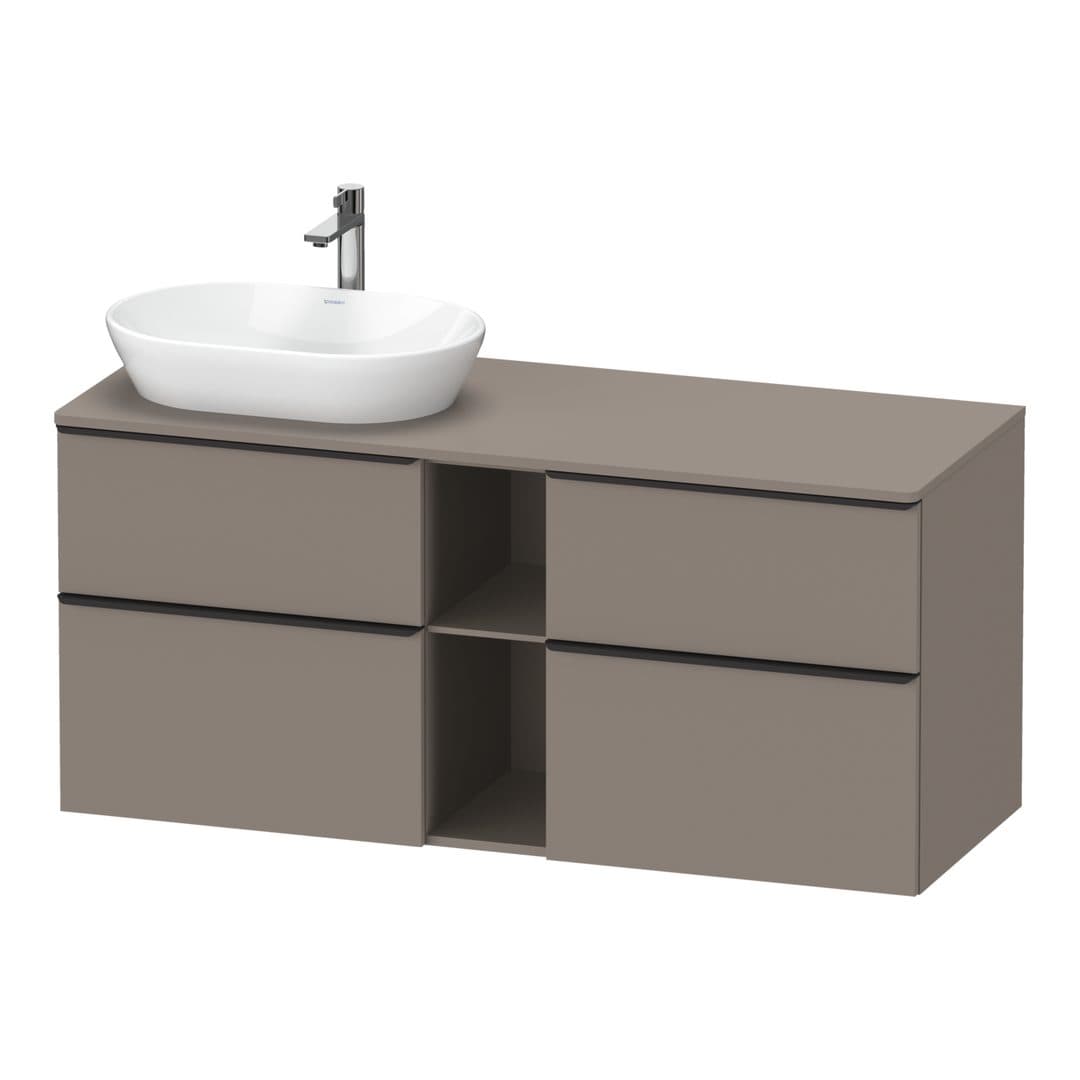 Duravit D-Neo – Έπιπλο Νιπτήρα – 1400 mm, για κονσόλα, 4 συρτάρια, νιπτήρας αριστερά, Diamond black Matt – Basalte Matt, Decor (DE4970LBD430000)