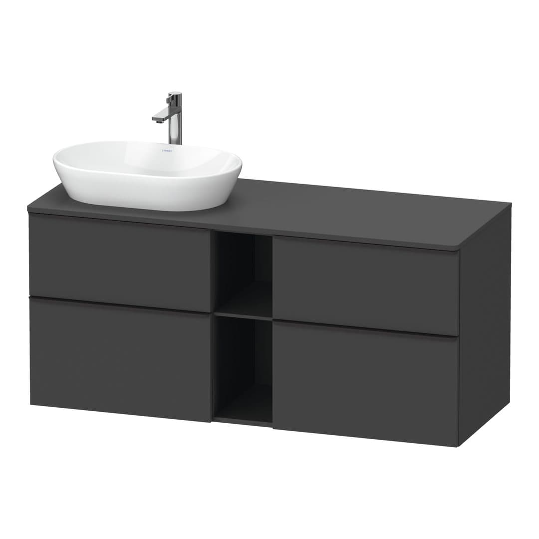 Duravit D-Neo – Έπιπλο Νιπτήρα – 1400 mm, για κονσόλα, 4 συρτάρια, νιπτήρας αριστερά, Diamond black Matt – Graphite Matt, Decor (DE4970LBD490000)