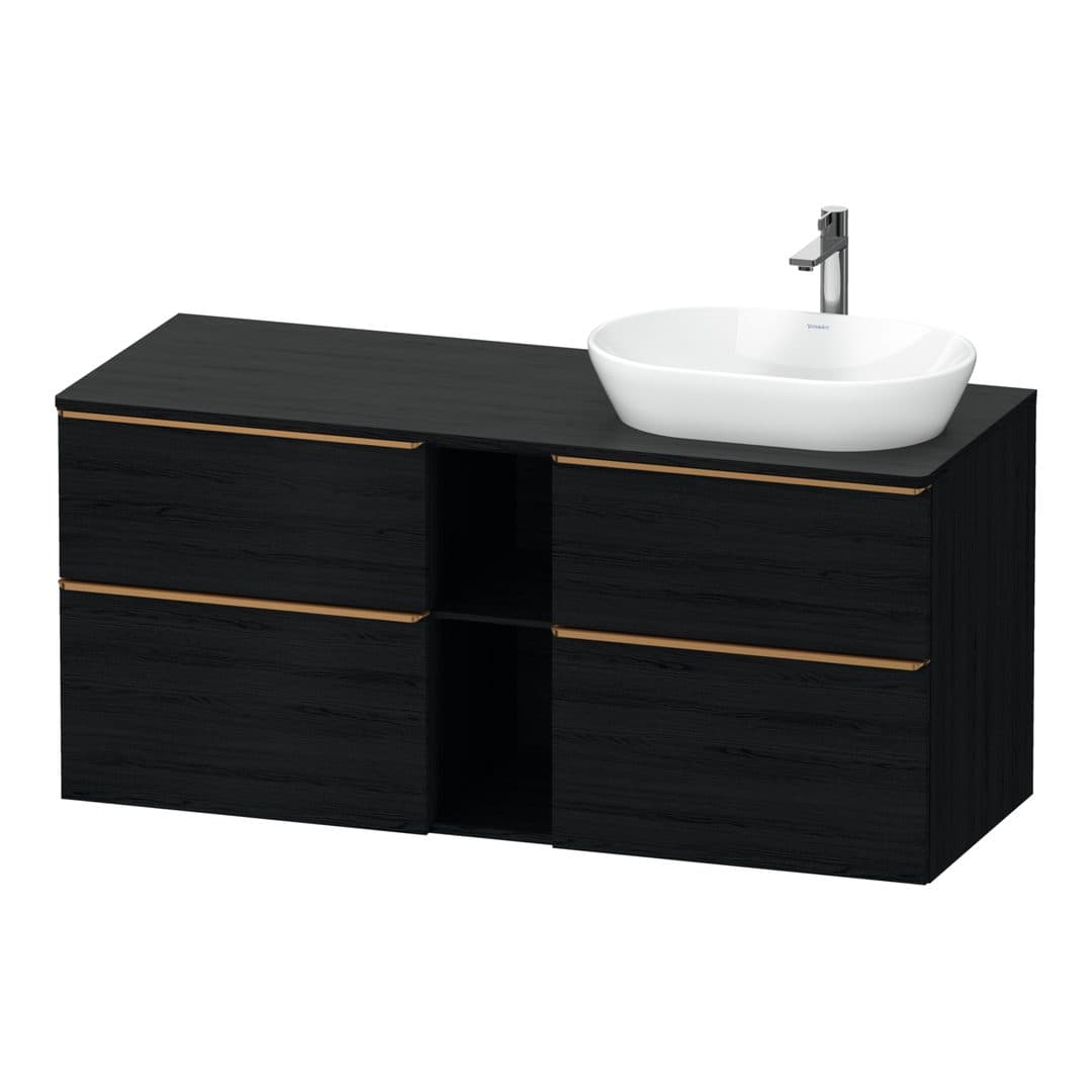 Duravit D-Neo – Έπιπλο Νιπτήρα – 1400 mm, για κονσόλα, 4 συρτάρια, νιπτήρας δεξιά, Bronze Brushed – Black oak Matt, Decor (DE4970R04160000)