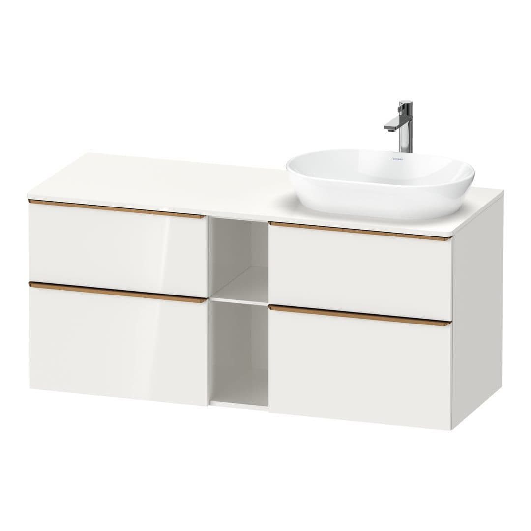 Duravit D-Neo – Έπιπλο Νιπτήρα – 1400 mm, για κονσόλα, 4 συρτάρια, νιπτήρας δεξιά, Bronze Brushed – White High Gloss, Decor (DE4970R04220000)