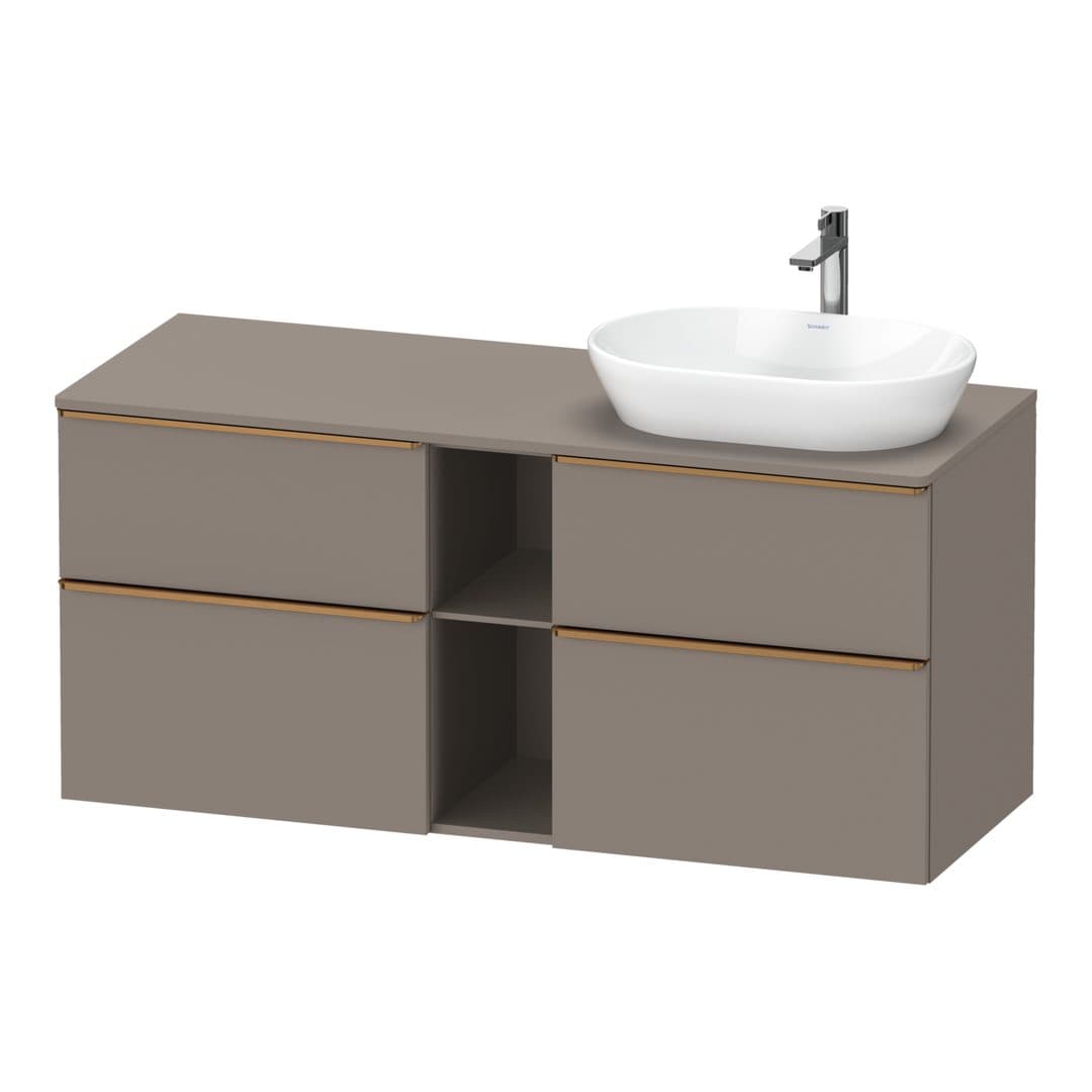 Duravit D-Neo – Έπιπλο Νιπτήρα – 1400 mm, για κονσόλα, 4 συρτάρια, νιπτήρας δεξιά, Bronze Brushed – Basalte Matt, Decor (DE4970R04430000)