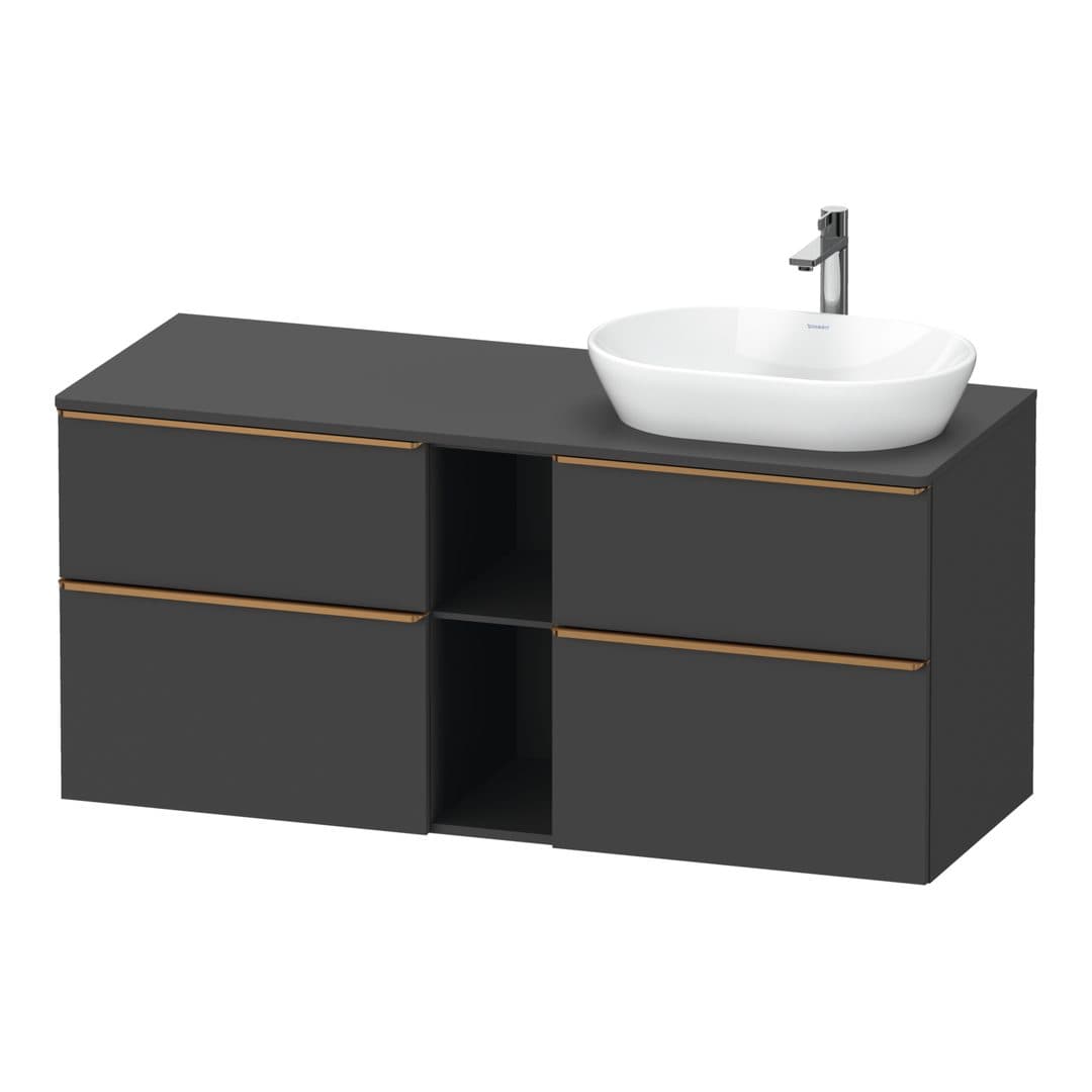 Duravit D-Neo – Έπιπλο Νιπτήρα – 1400 mm, για κονσόλα, 4 συρτάρια, νιπτήρας δεξιά, Bronze Brushed – Graphite Matt, Decor (DE4970R04490000)