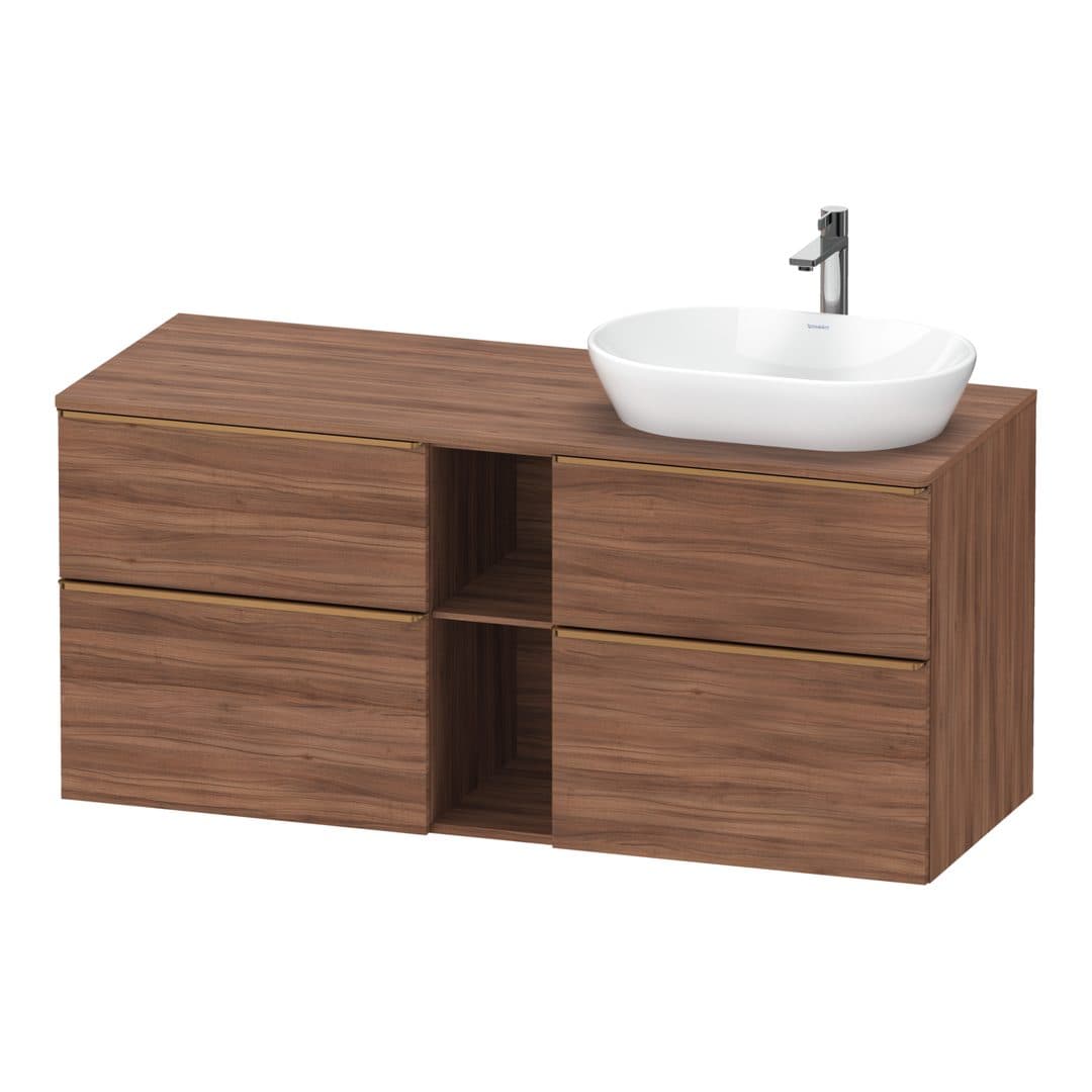 Duravit D-Neo – Έπιπλο Νιπτήρα – 1400 mm, για κονσόλα, 4 συρτάρια, νιπτήρας δεξιά, Bronze Brushed – Walnut Matt, Decor (DE4970R04790000)