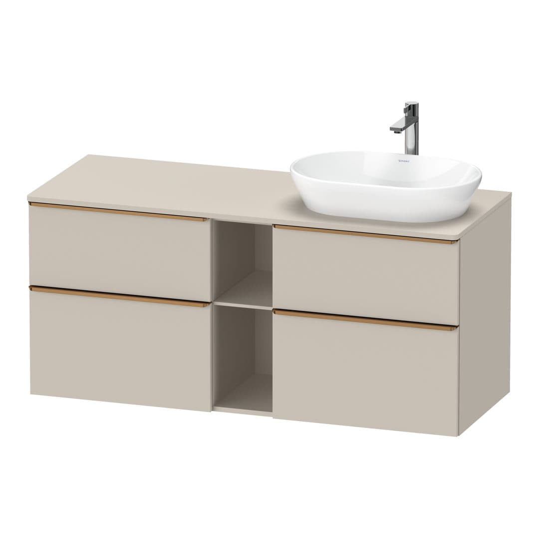 Duravit D-Neo – Έπιπλο Νιπτήρα – 1400 mm, για κονσόλα, 4 συρτάρια, νιπτήρας δεξιά, Bronze Brushed – Taupe Matt, Decor (DE4970R04910000)