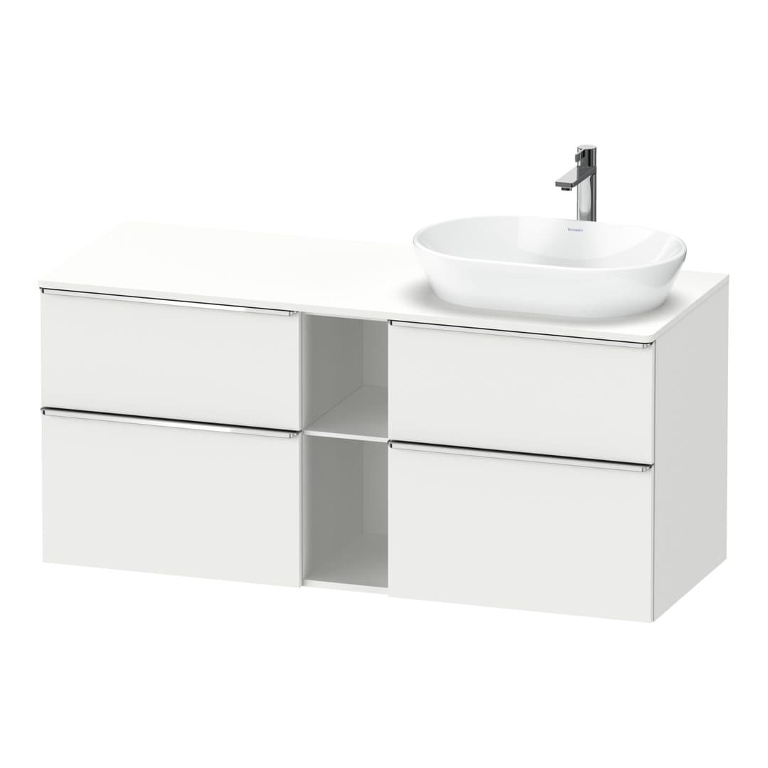 Duravit D-Neo – Έπιπλο Νιπτήρα – 1400 mm, για κονσόλα, 4 συρτάρια, νιπτήρας δεξιά, Chrome High Gloss – White Matt, Decor (DE4970R10180000)
