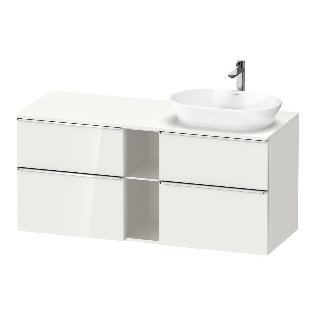 Duravit D-Neo – Έπιπλο Νιπτήρα – 1400 mm, για κονσόλα, 4 συρτάρια, νιπτήρας δεξιά, Chrome High Gloss – White High Gloss, Decor (DE4970R10220000)