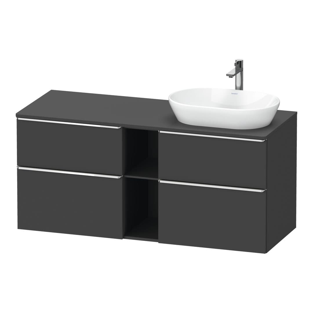 Duravit D-Neo – Έπιπλο Νιπτήρα – 1400 mm, για κονσόλα, 4 συρτάρια, νιπτήρας δεξιά, Chrome High Gloss – Graphite Matt, Decor (DE4970R10490000)