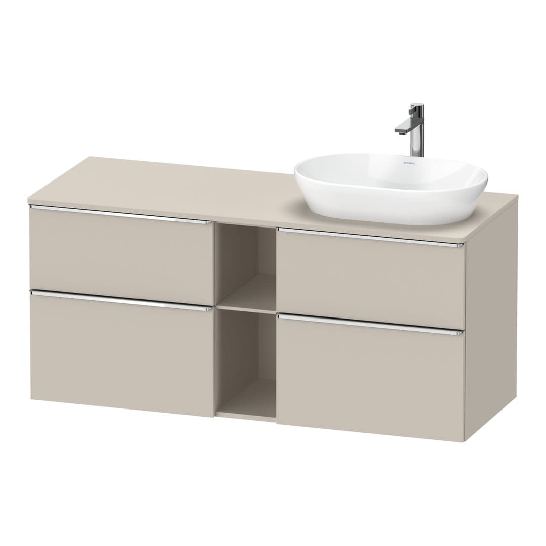 Duravit D-Neo – Έπιπλο Νιπτήρα – 1400 mm, για κονσόλα, 4 συρτάρια, νιπτήρας δεξιά, Chrome High Gloss – Taupe Matt, Decor (DE4970R10910000)