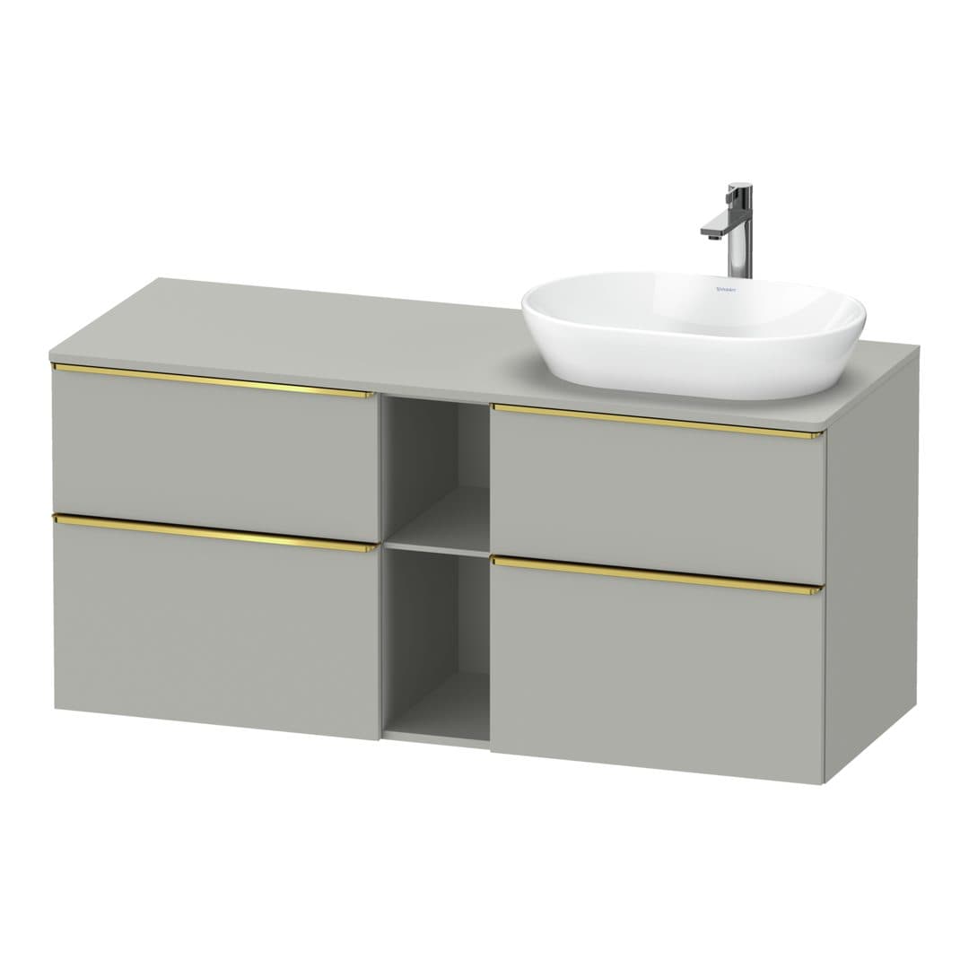 Duravit D-Neo – Έπιπλο Νιπτήρα – 1400 mm, για κονσόλα, 4 συρτάρια, νιπτήρας δεξιά, Gold Polished – Concrete grey Matt, Decor (DE4970R34070000)