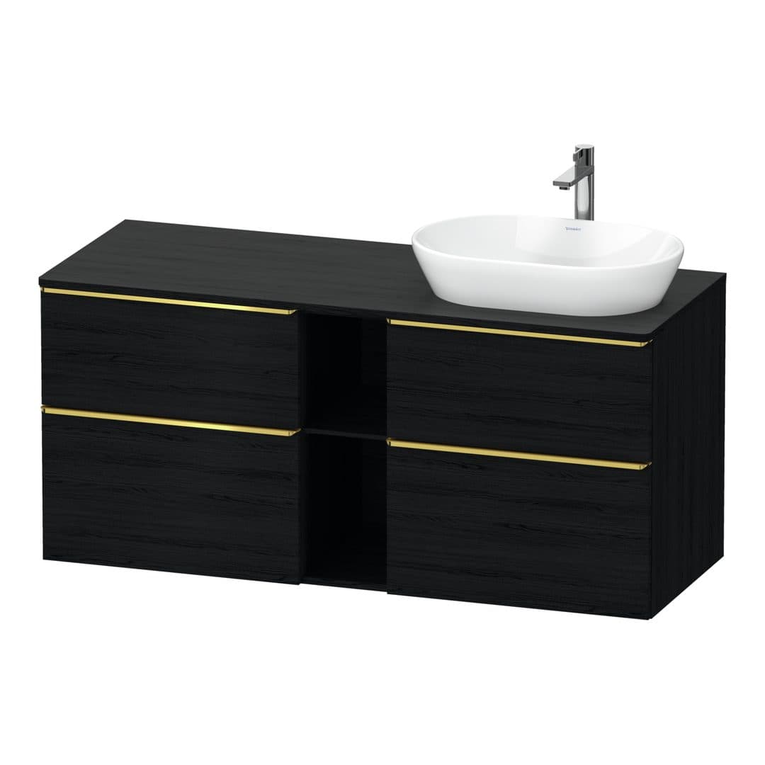 Duravit D-Neo – Έπιπλο Νιπτήρα – 1400 mm, για κονσόλα, 4 συρτάρια, νιπτήρας δεξιά, Gold Polished – Black oak Matt, Decor (DE4970R34160000)