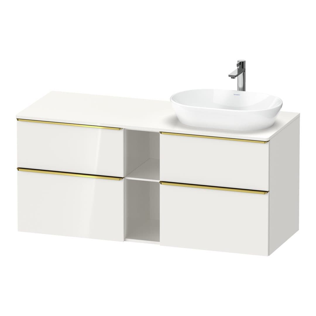 Duravit D-Neo – Έπιπλο Νιπτήρα – 1400 mm, για κονσόλα, 4 συρτάρια, νιπτήρας δεξιά, Gold Polished – White High Gloss, Decor (DE4970R34220000)