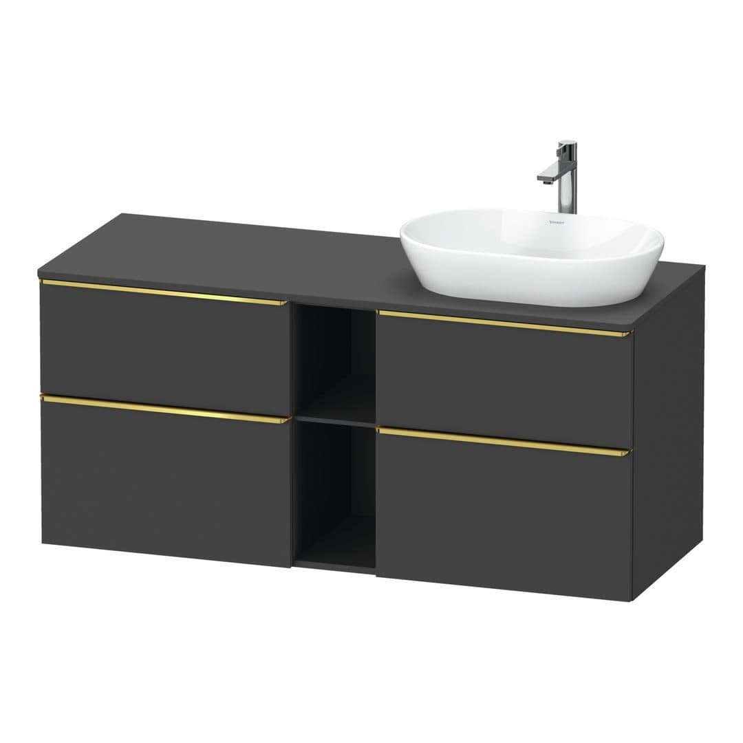 Duravit D-Neo – Έπιπλο Νιπτήρα – 1400 mm, για κονσόλα, 4 συρτάρια, νιπτήρας δεξιά, Gold Polished – Graphite Matt, Decor (DE4970R34490000)