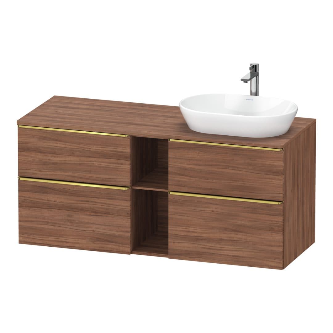 Duravit D-Neo – Έπιπλο Νιπτήρα – 1400 mm, για κονσόλα, 4 συρτάρια, νιπτήρας δεξιά, Gold Polished – Walnut Matt, Decor (DE4970R34790000)