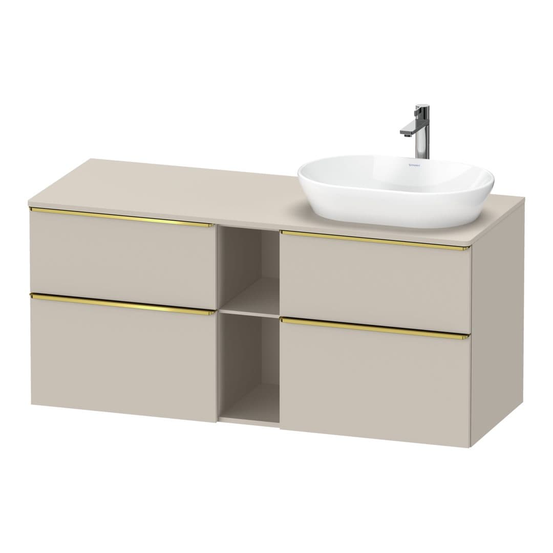 Duravit D-Neo – Έπιπλο Νιπτήρα – 1400 mm, για κονσόλα, 4 συρτάρια, νιπτήρας δεξιά, Gold Polished – Taupe Matt, Decor (DE4970R34910000)