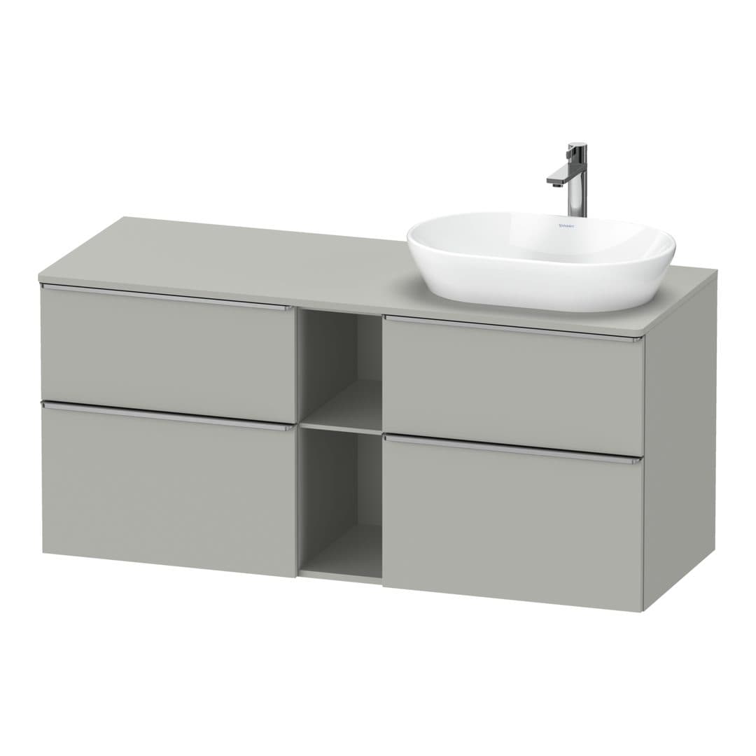 Duravit D-Neo – Έπιπλο Νιπτήρα – 1400 mm, για κονσόλα, 4 συρτάρια, νιπτήρας δεξιά, Stainless steel Brushed – Concrete grey Matt, Decor (DE4970R70070000)