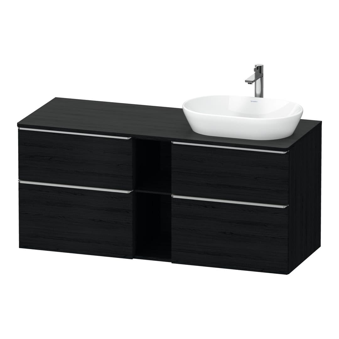 Duravit D-Neo – Έπιπλο Νιπτήρα – 1400 mm, για κονσόλα, 4 συρτάρια, νιπτήρας δεξιά, Stainless steel Brushed – Black oak Matt, Decor (DE4970R70160000)