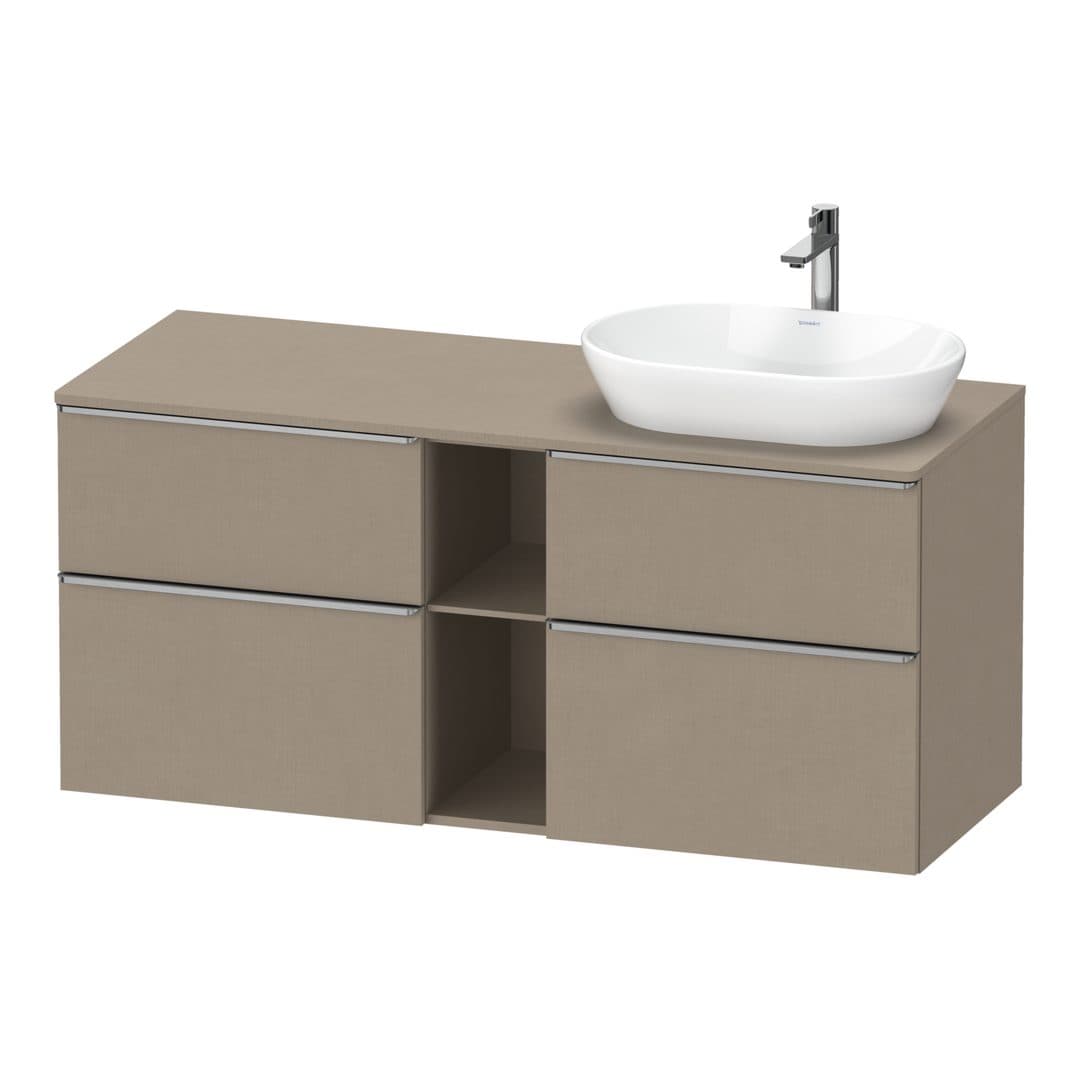 Duravit D-Neo – Έπιπλο Νιπτήρα – 1400 mm, για κονσόλα, 4 συρτάρια, νιπτήρας δεξιά, Stainless steel Brushed – Linen Matt, Decor (DE4970R70750000)