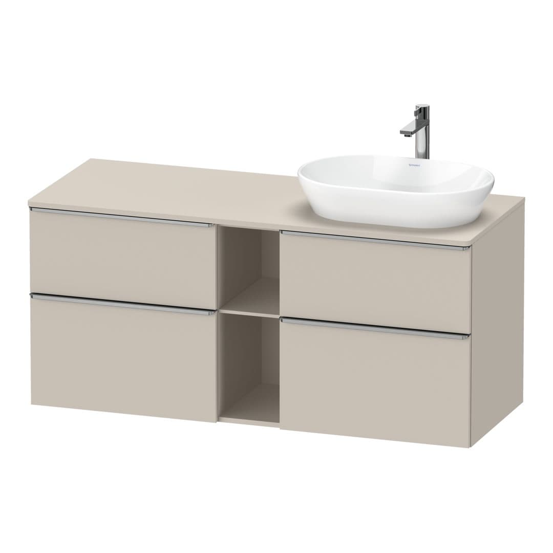 Duravit D-Neo – Έπιπλο Νιπτήρα – 1400 mm, για κονσόλα, 4 συρτάρια, νιπτήρας δεξιά, Stainless steel Brushed – Taupe Matt, Decor (DE4970R70910000)